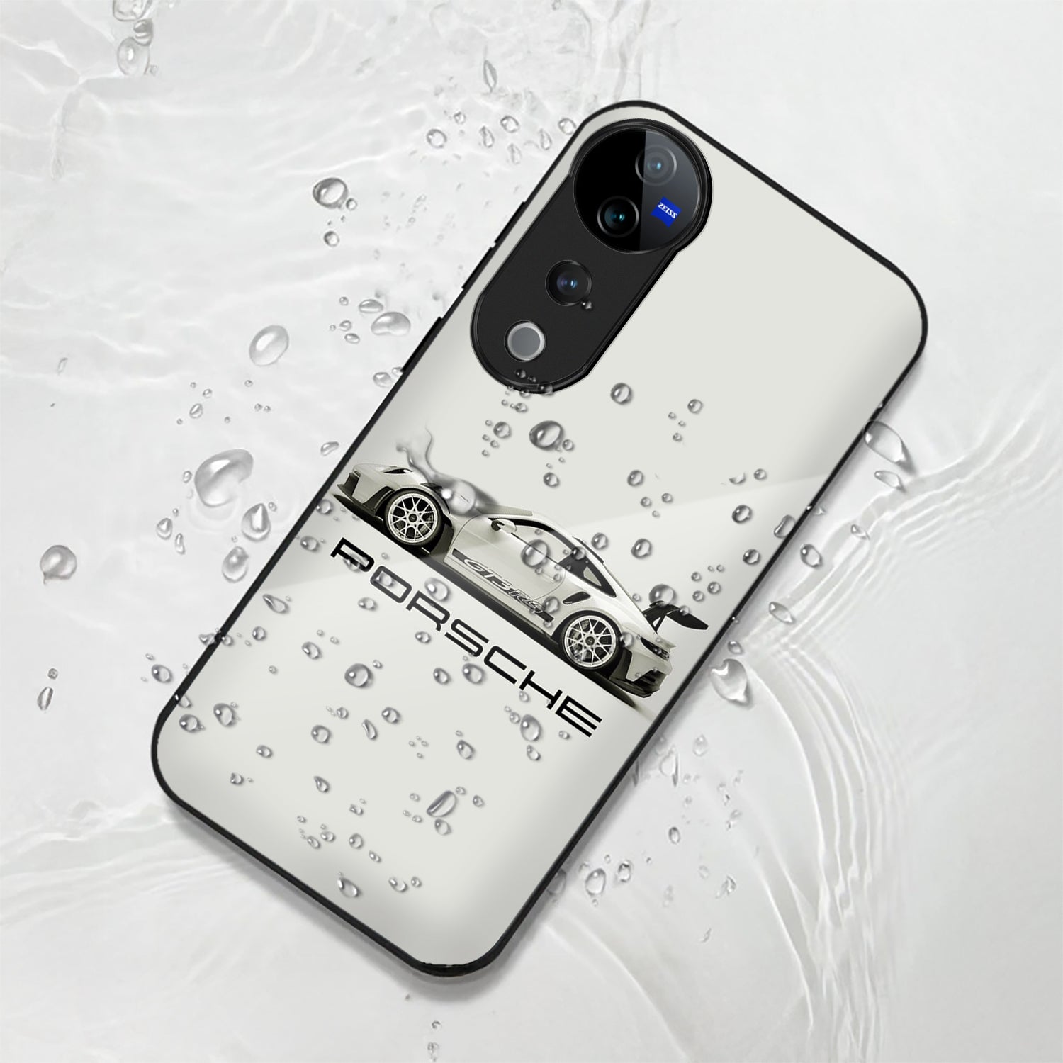 Vivo V40 Pro 5G Premium Acrylic Shockproof Glass Back Case (White Porsche)