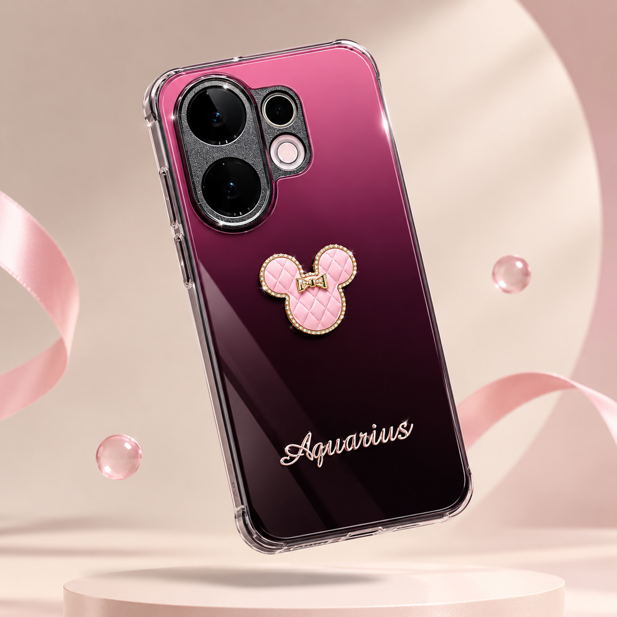 Vivo V60 5G Aquarius Pink Mouse Charm Case – Elegant Glossy Protective Cover