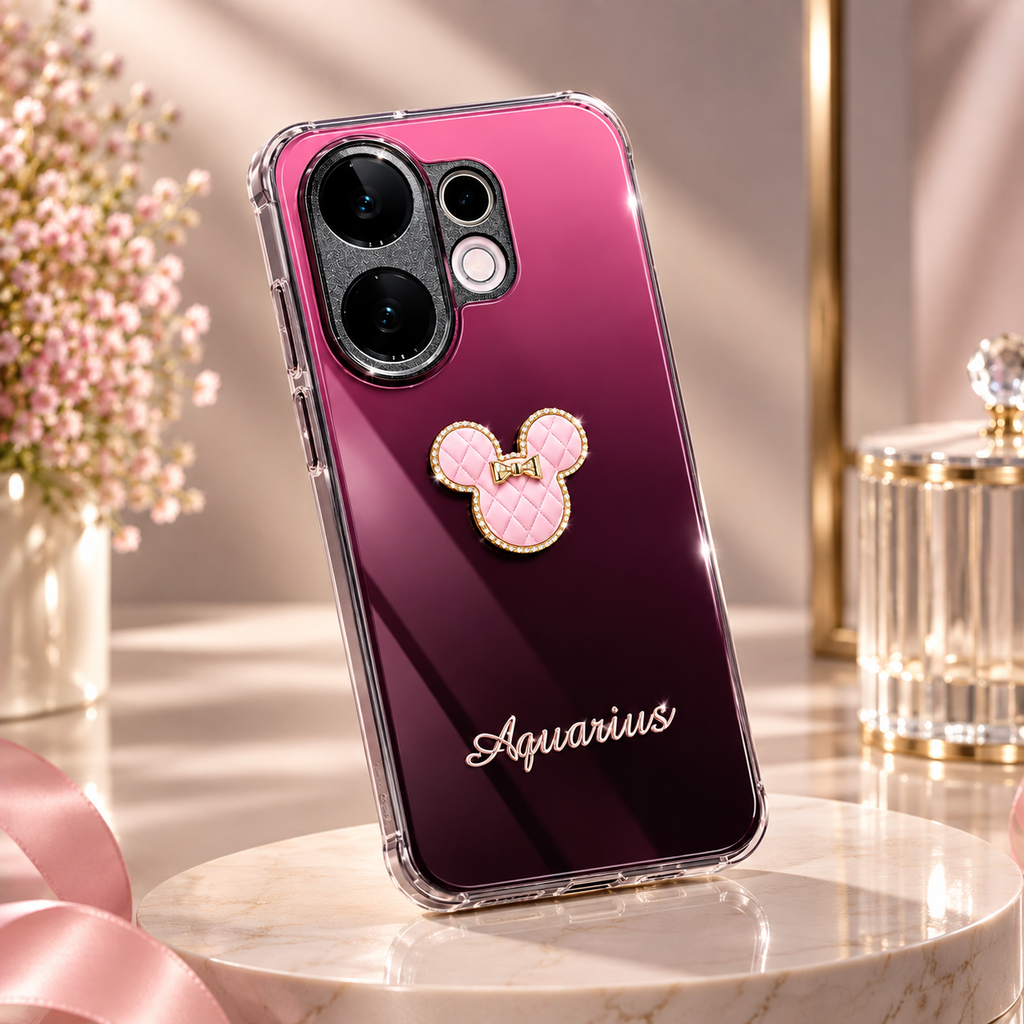 Vivo V60 5G Aquarius Pink Mouse Charm Case – Elegant Glossy Protective Cover