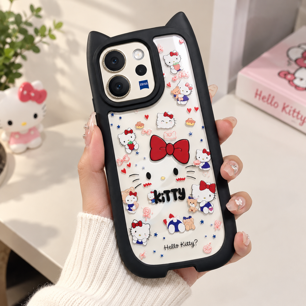 Vivo V70 5G Hello Kitty Bow Print Case – Cute Printed Protective Cover