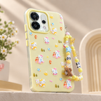 Oppo Reno 14 5G Cute Kitty Print Case with Beaded Charm Strap