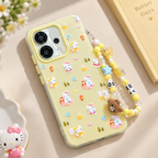 Oppo Reno 14 5G Cute Kitty Print Case with Beaded Charm Strap
