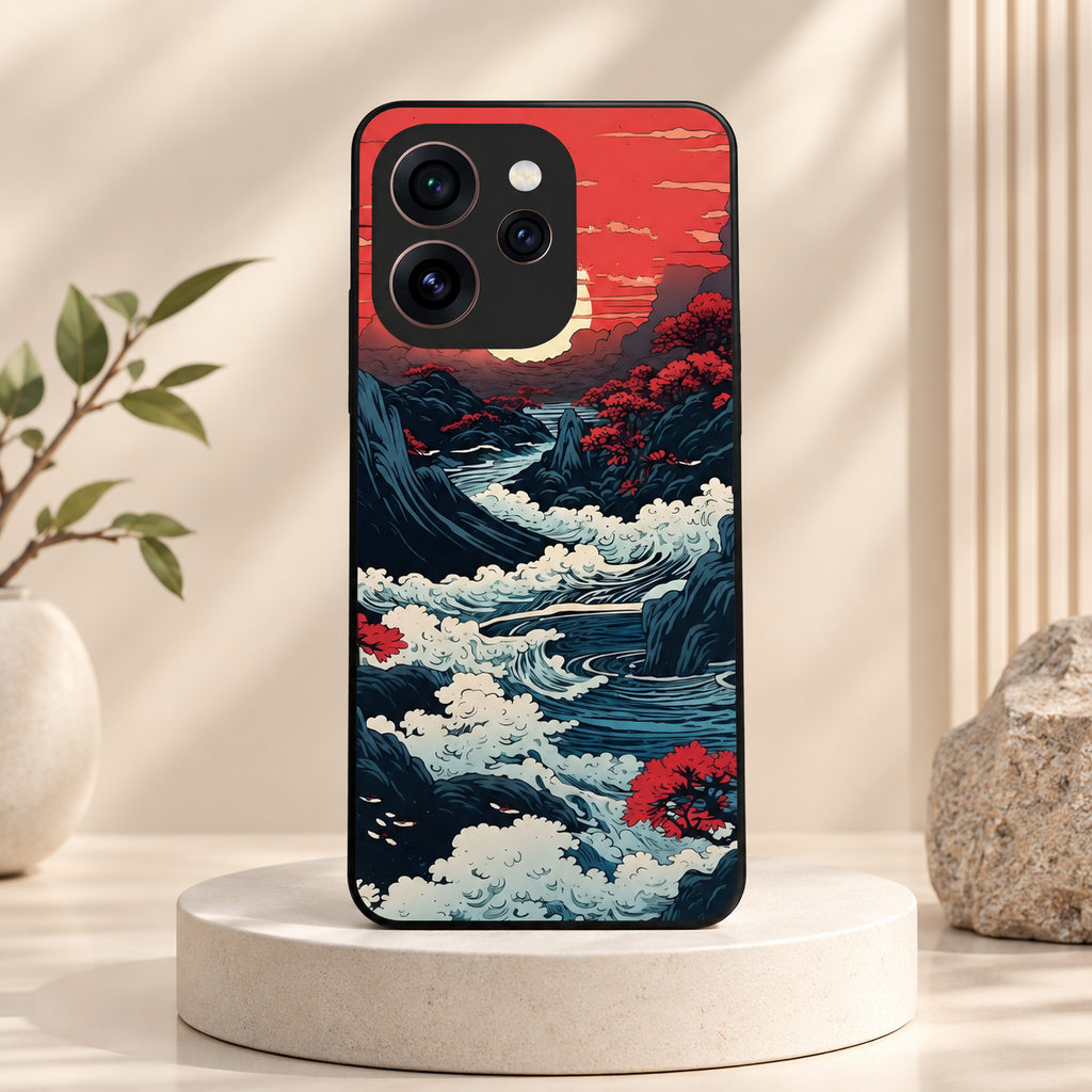 OPPO Reno 15 Pro Mini 5G Red Sunset Scenery Glass Case
