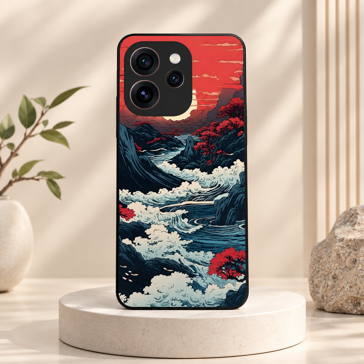 OPPO Reno 15 Pro Mini 5G Red Sunset Scenery Glass Case