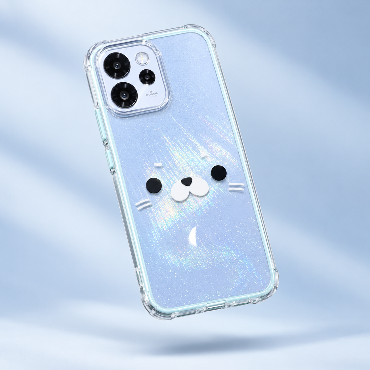 Oppo Reno 15 Pro Mini 5G Cute Cat Face Case – Transparent Protective Cover
