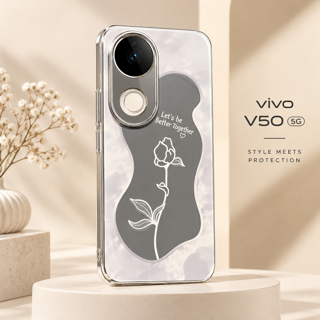 Vivo V50 5G Floral Printed Case – Clear Aesthetic Protective Cover