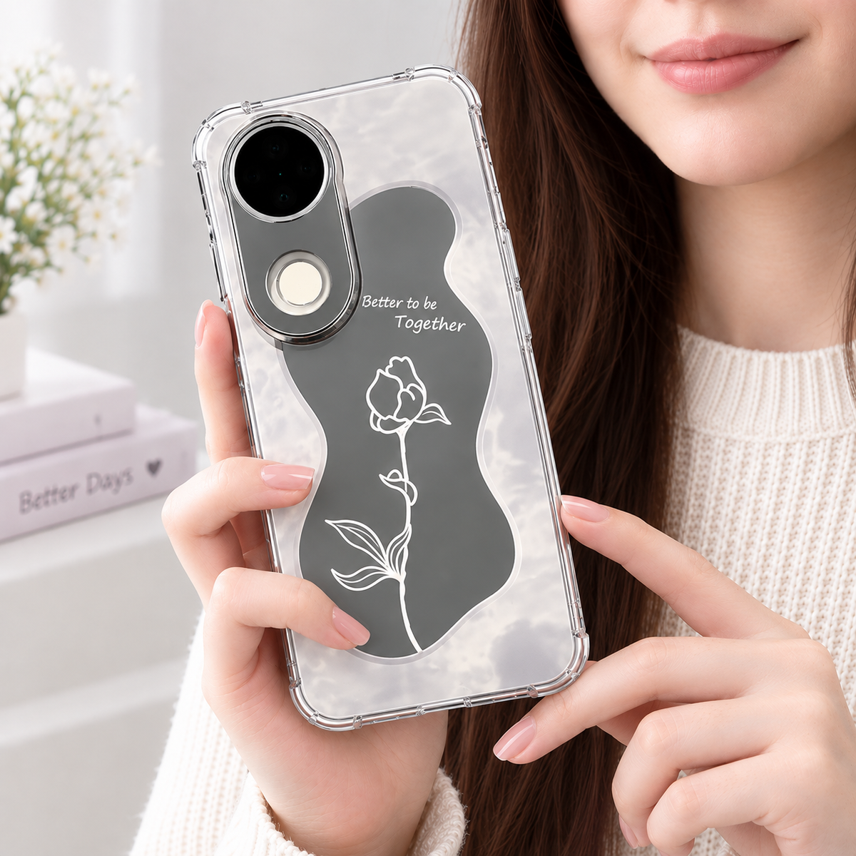 Vivo V50 5G Floral Printed Case – Clear Aesthetic Protective Cover