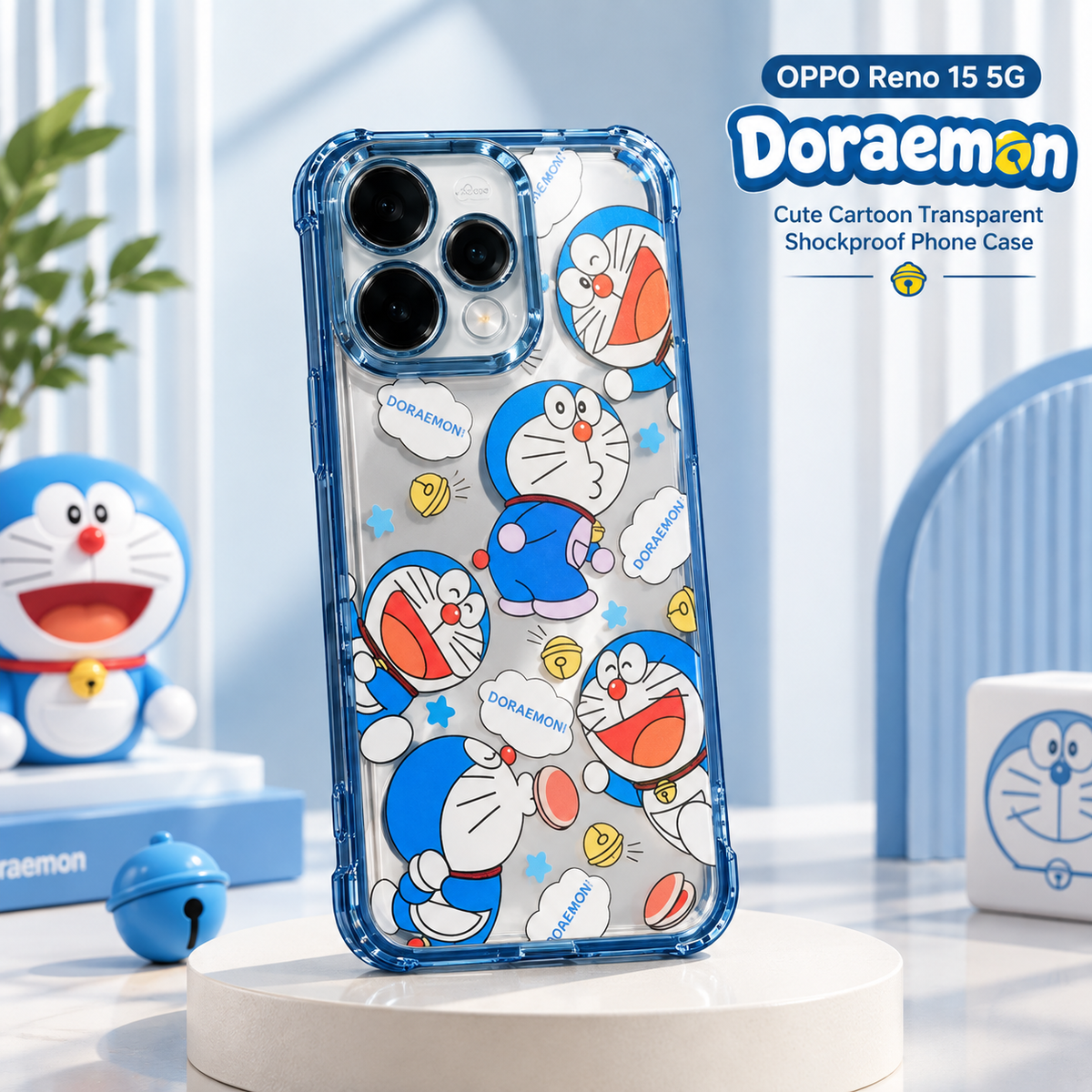 OPPO Reno 15 5G Doraemon Cartoon Transparent Phone Case – Cute Shockproof Protective Cover