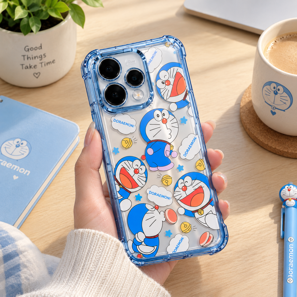 OPPO Reno 15 5G Doraemon Cartoon Transparent Phone Case – Cute Shockproof Protective Cover