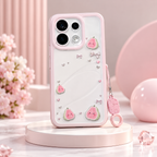 OPPO Reno 16 5G Cute Strawberry Case with Lanyard – Pink Aesthetic Protective Cover