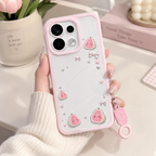 OPPO Reno 16 5G Cute Strawberry Case with Lanyard – Pink Aesthetic Protective Cover