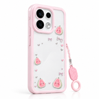 OPPO Reno 16 5G Cute Strawberry Case with Lanyard – Pink Aesthetic Protective Cover