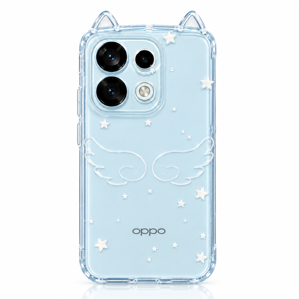 OPPO Reno 16 5G Cute Angel Wing Case – Light Blue Protective Cover
