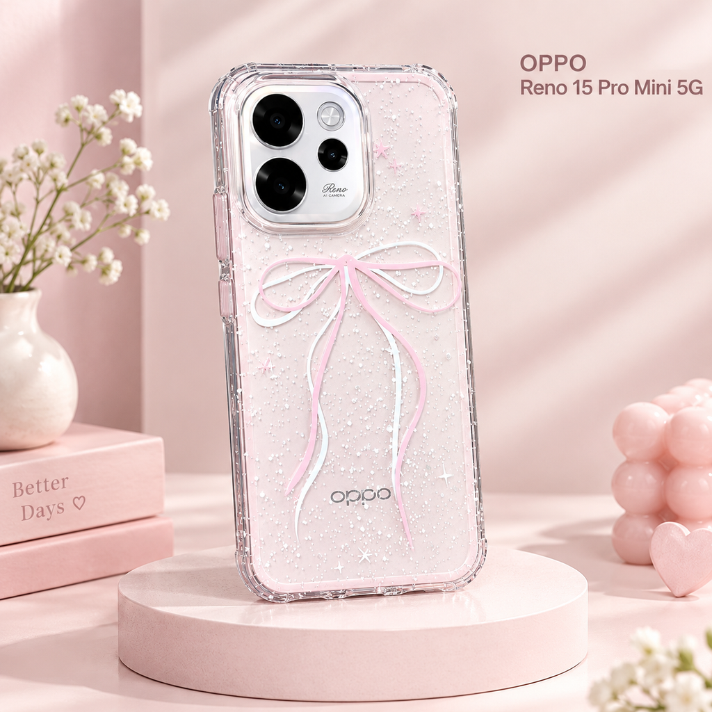OPPO Reno 15 Pro Mini 5G Bow Design Case – Pink Aesthetic Protective Cover