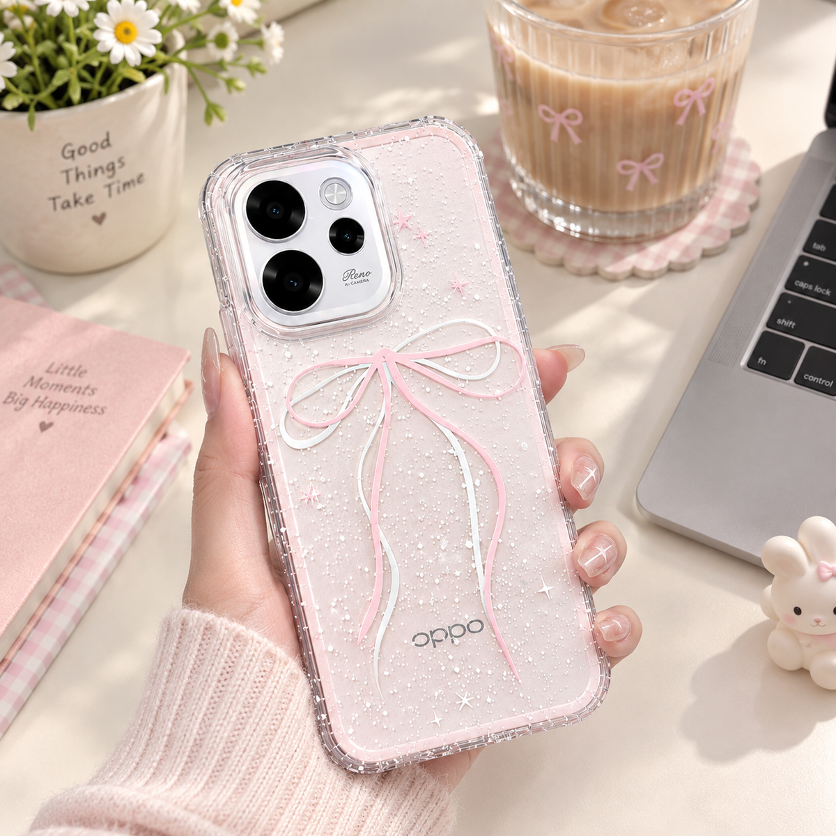 OPPO Reno 15 Pro Mini 5G Bow Design Case – Pink Aesthetic Protective Cover