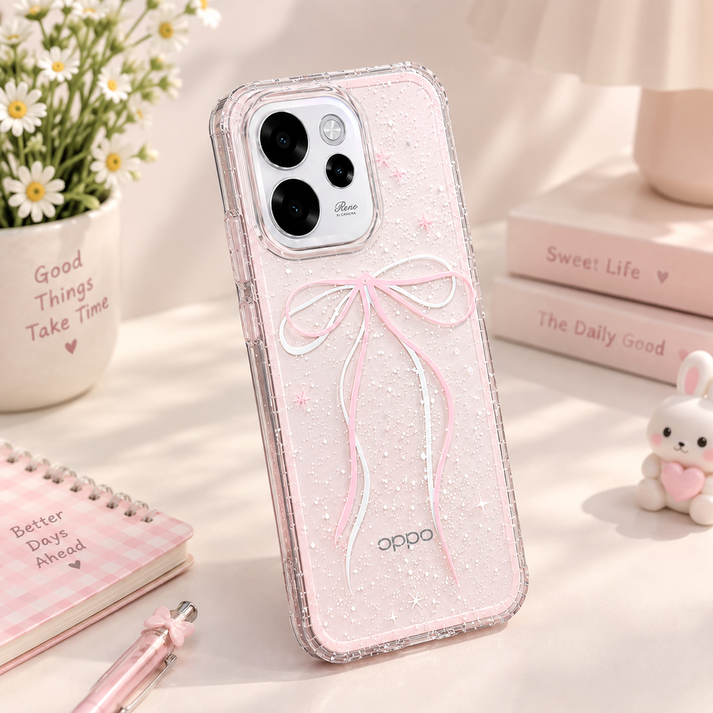 OPPO Reno 15 Pro Mini 5G Bow Design Case – Pink Aesthetic Protective Cover