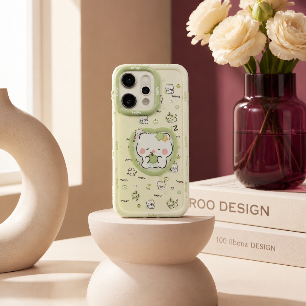 OPPO Reno 14 5G Sanrio Style Printed Case – Green & Cream
