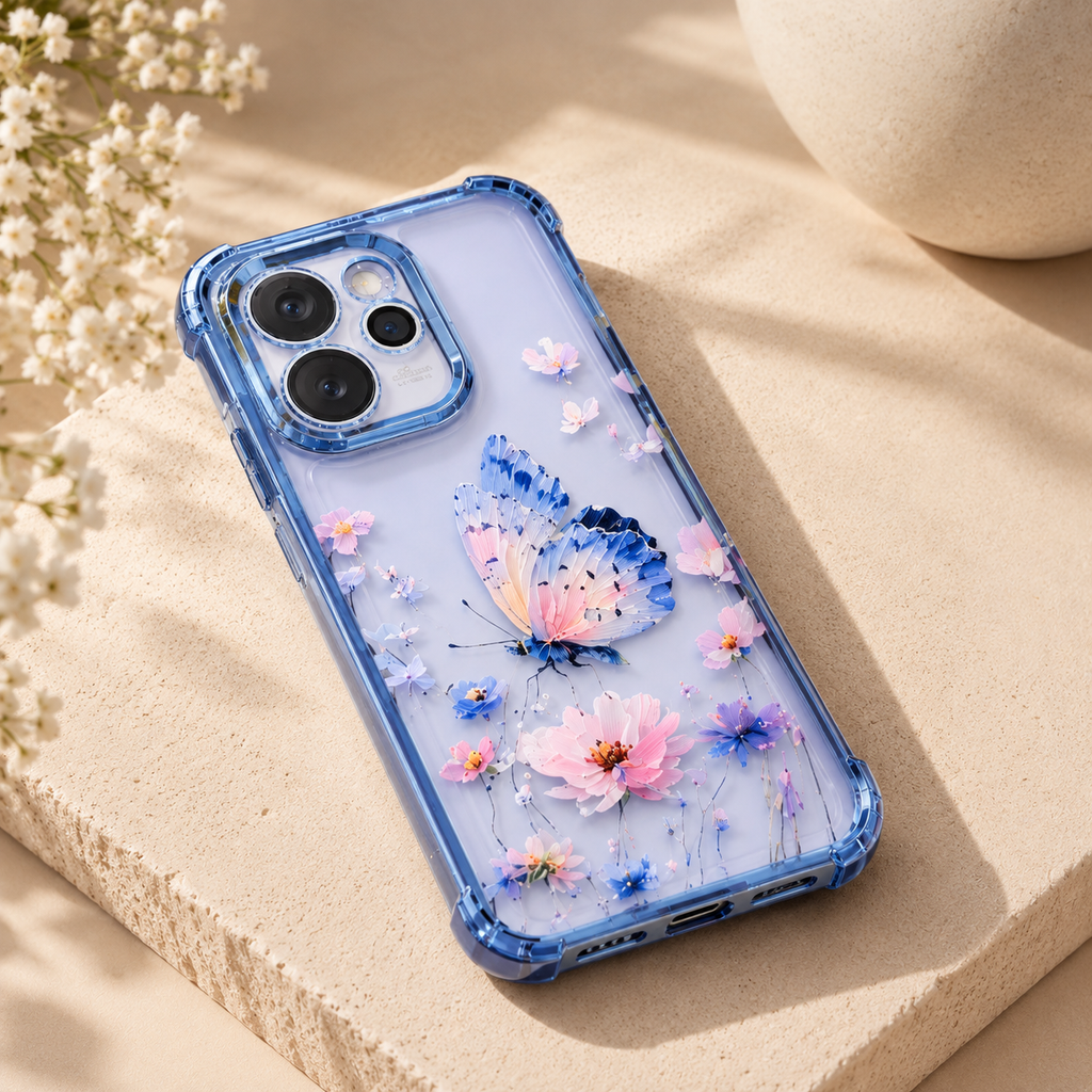 OPPO Reno 15 Pro Mini 5G Butterfly Floral Clear Case – Aesthetic Protective Cover