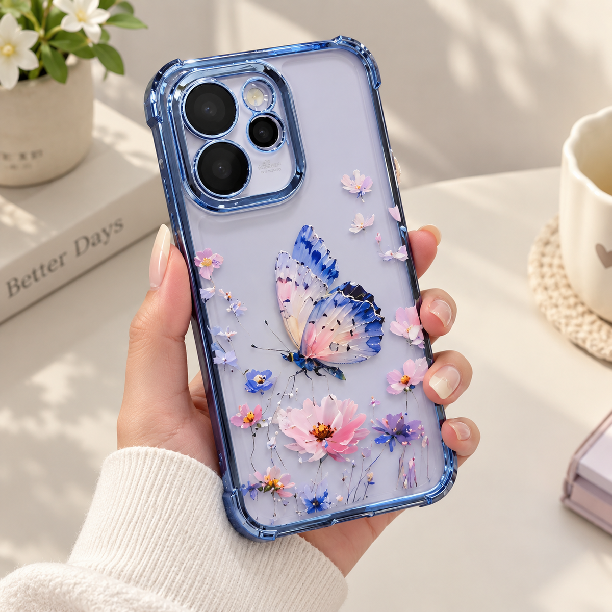 OPPO Reno 15 Pro Mini 5G Butterfly Floral Clear Case – Aesthetic Protective Cover