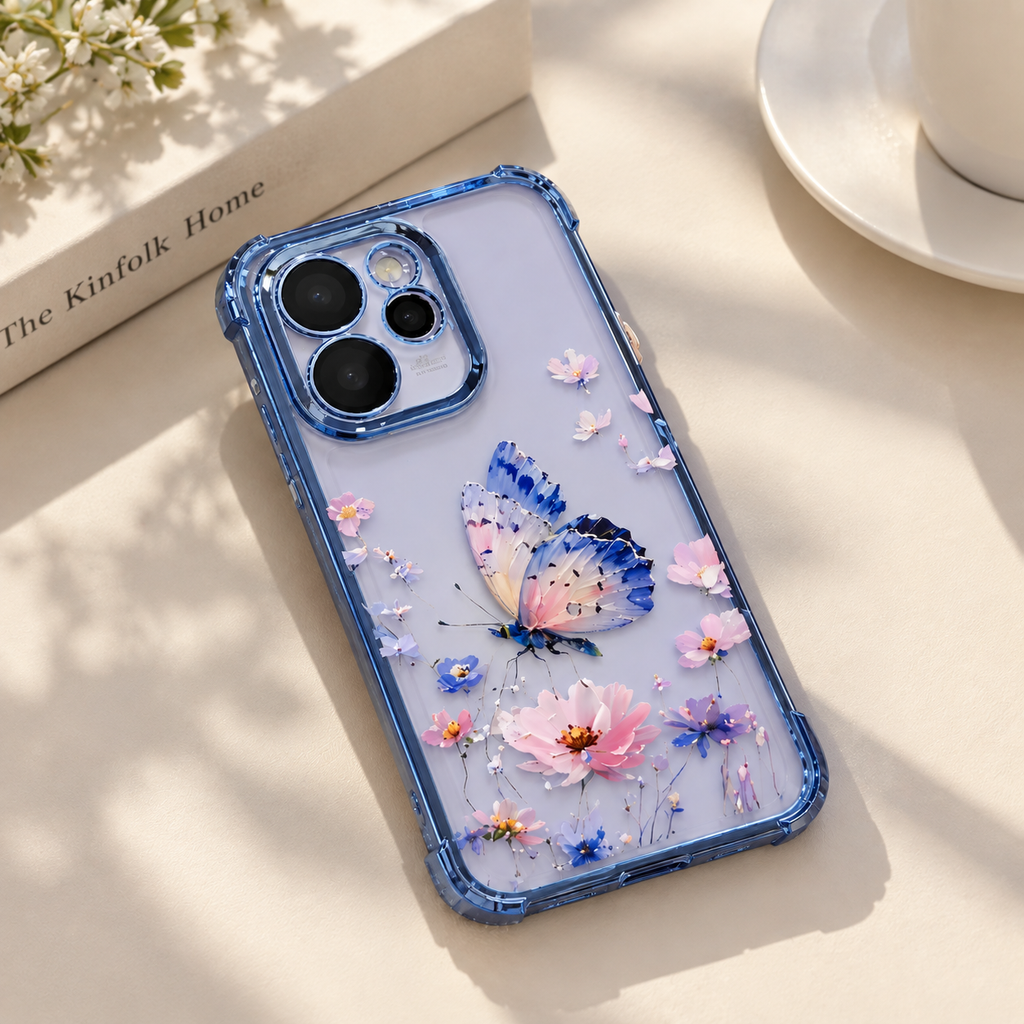 OPPO Reno 15 Pro Mini 5G Butterfly Floral Clear Case – Aesthetic Protective Cover