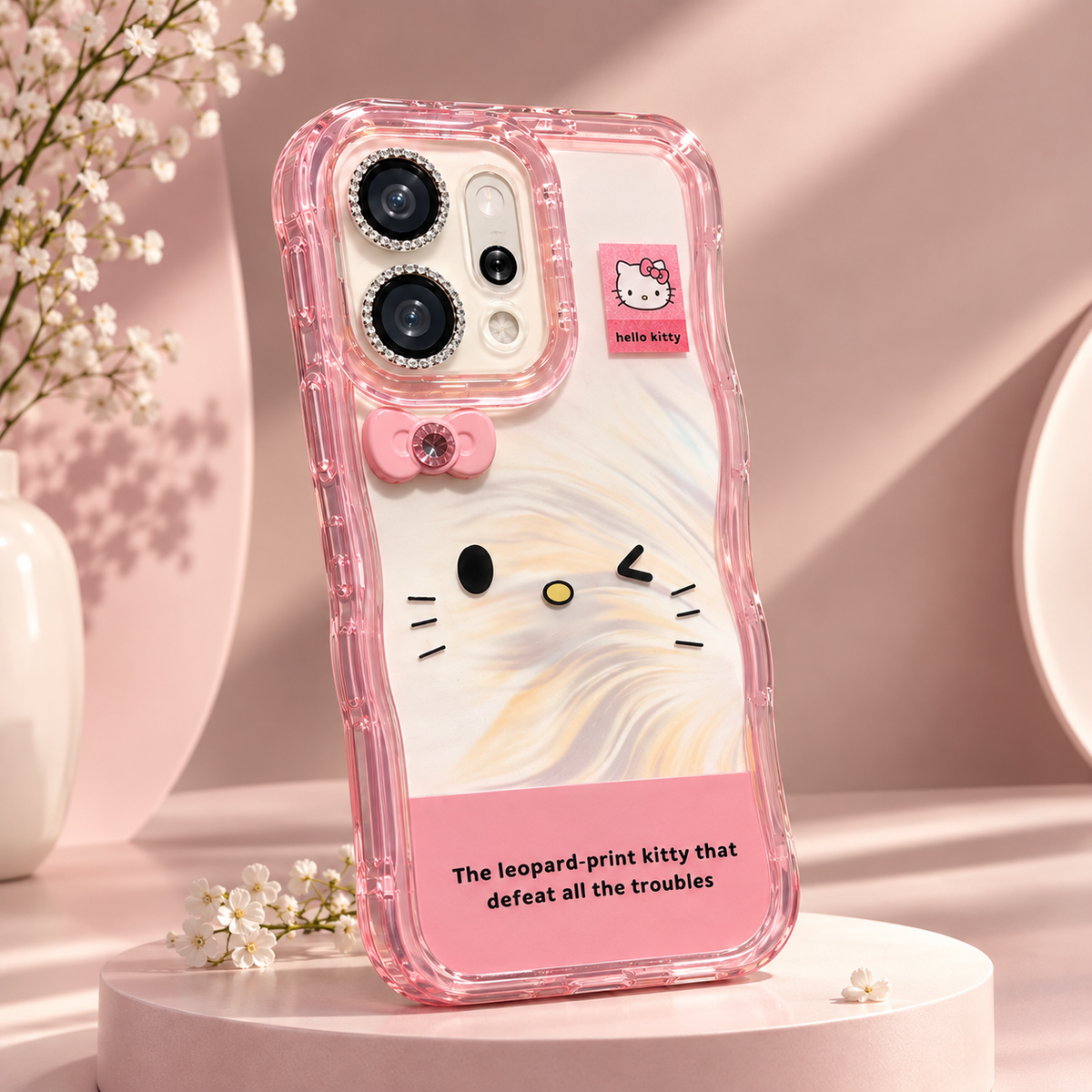OPPO Reno 14 5G Hello Kitty Leopard Print Case – Cute Pink Protective Cover