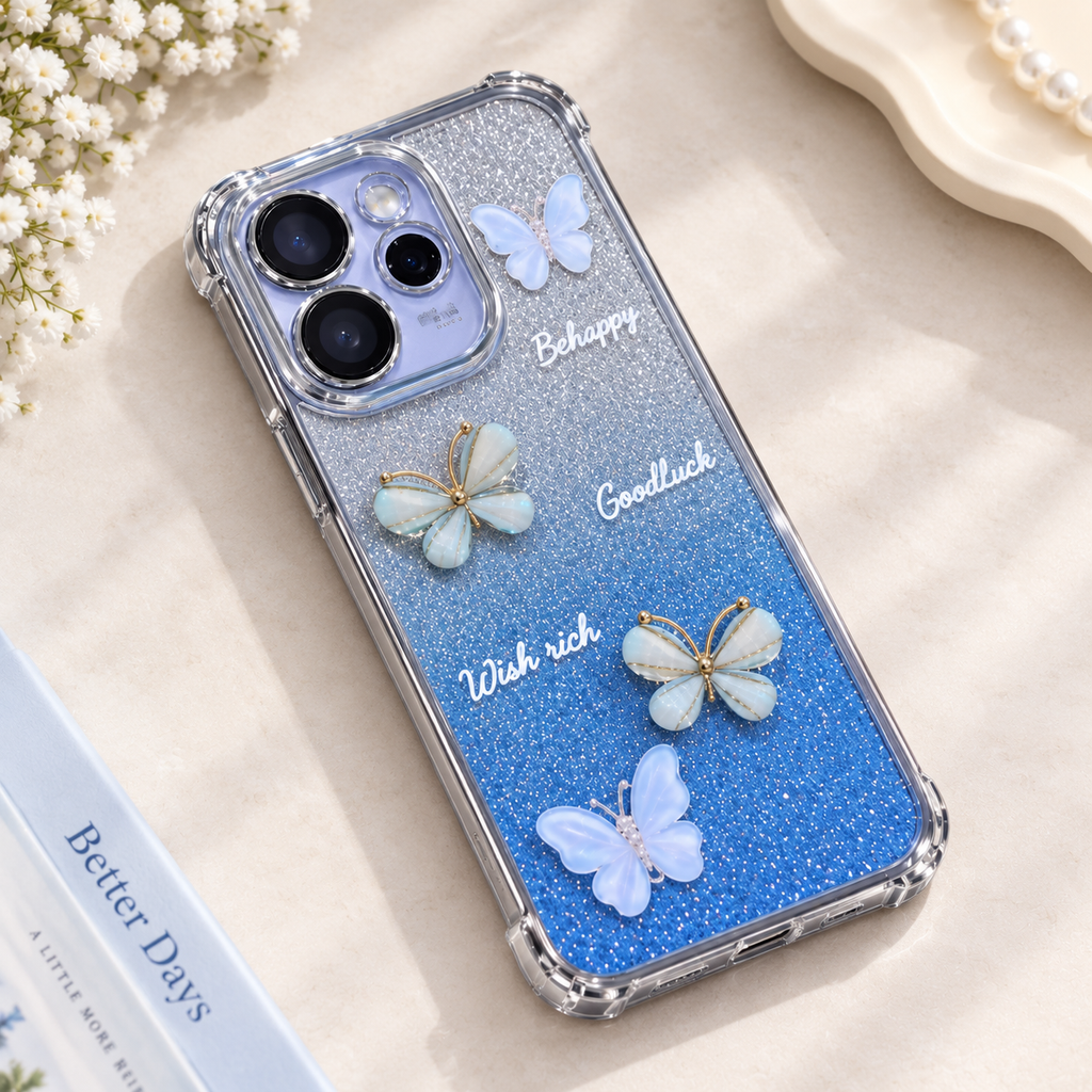 OPPO Reno 15 Pro Mini 5G Butterfly Glitter Case – Sparkle Aesthetic Protective Cover