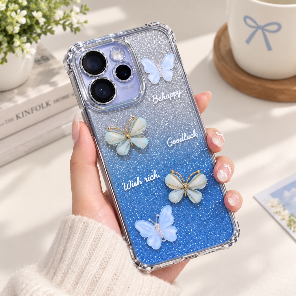 OPPO Reno 15 Pro Mini 5G Butterfly Glitter Case – Sparkle Aesthetic Protective Cover