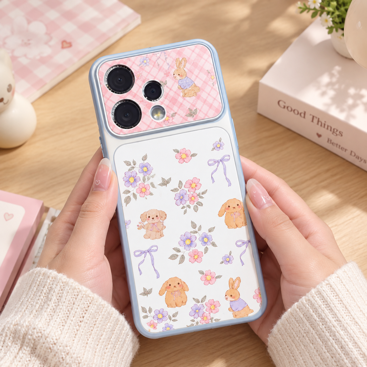 OPPO Reno 15 5G Floral Bunny Case – Cute Garden Print Protective Cover