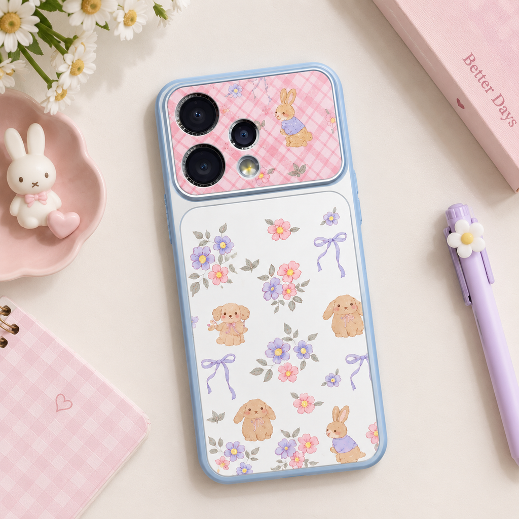 OPPO Reno 15 5G Floral Bunny Case – Cute Garden Print Protective Cover
