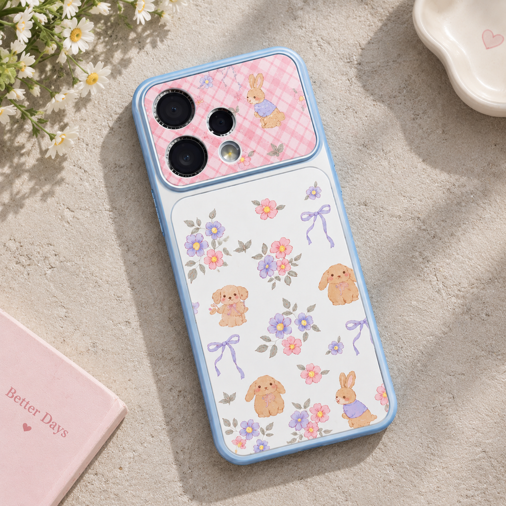 OPPO Reno 15 5G Floral Bunny Case – Cute Garden Print Protective Cover