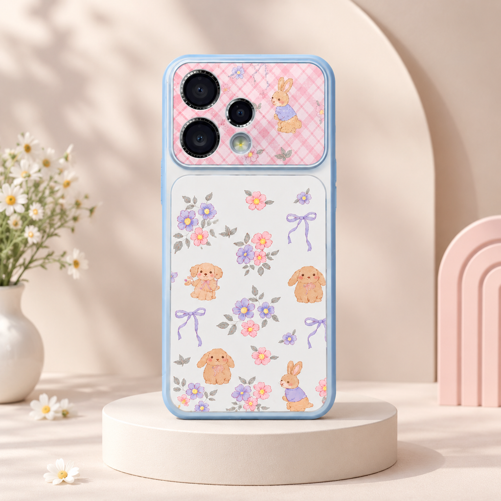 OPPO Reno 15 5G Floral Bunny Case – Cute Garden Print Protective Cover