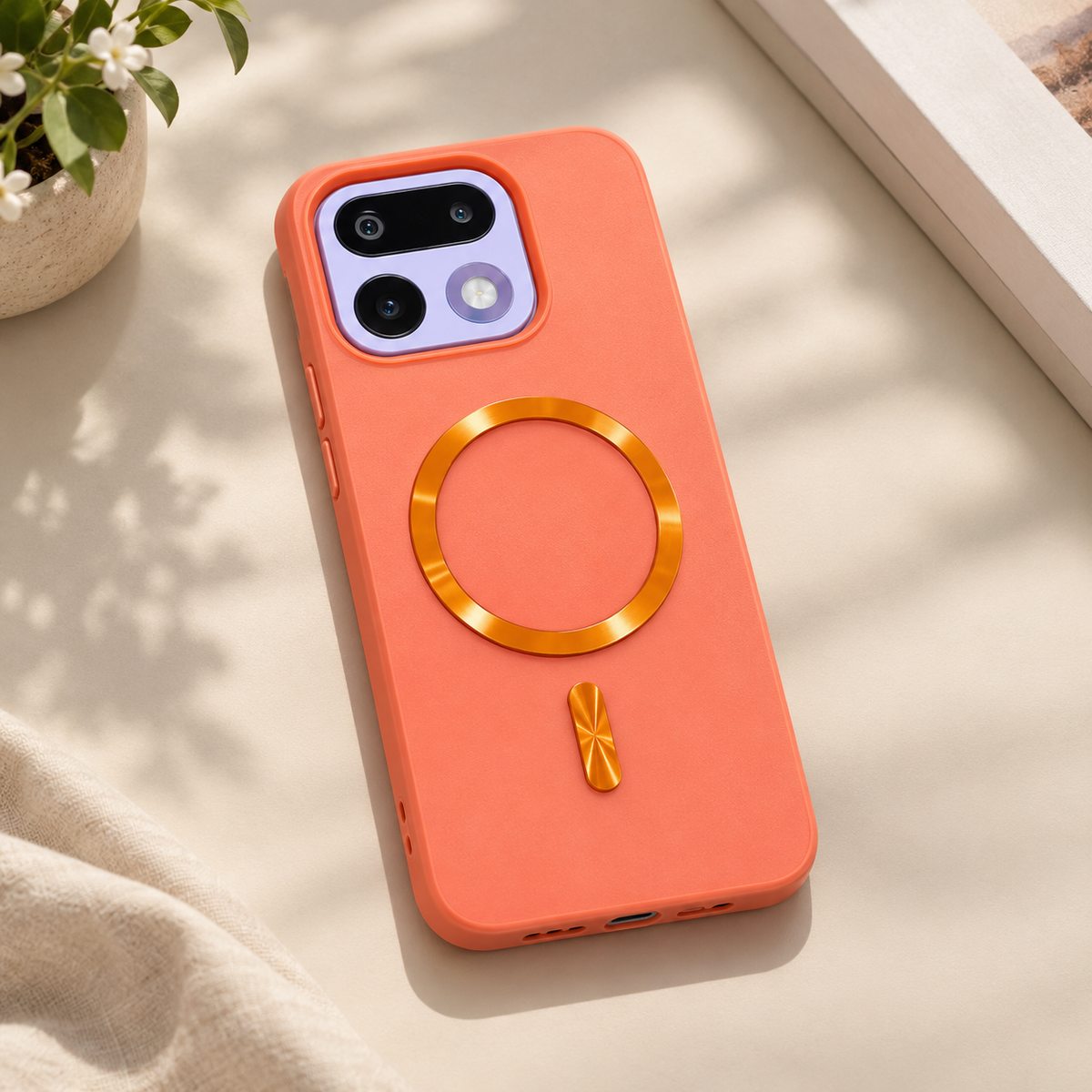 Realme 16 Pro 5G Coral Orange Magnetic Ring Case