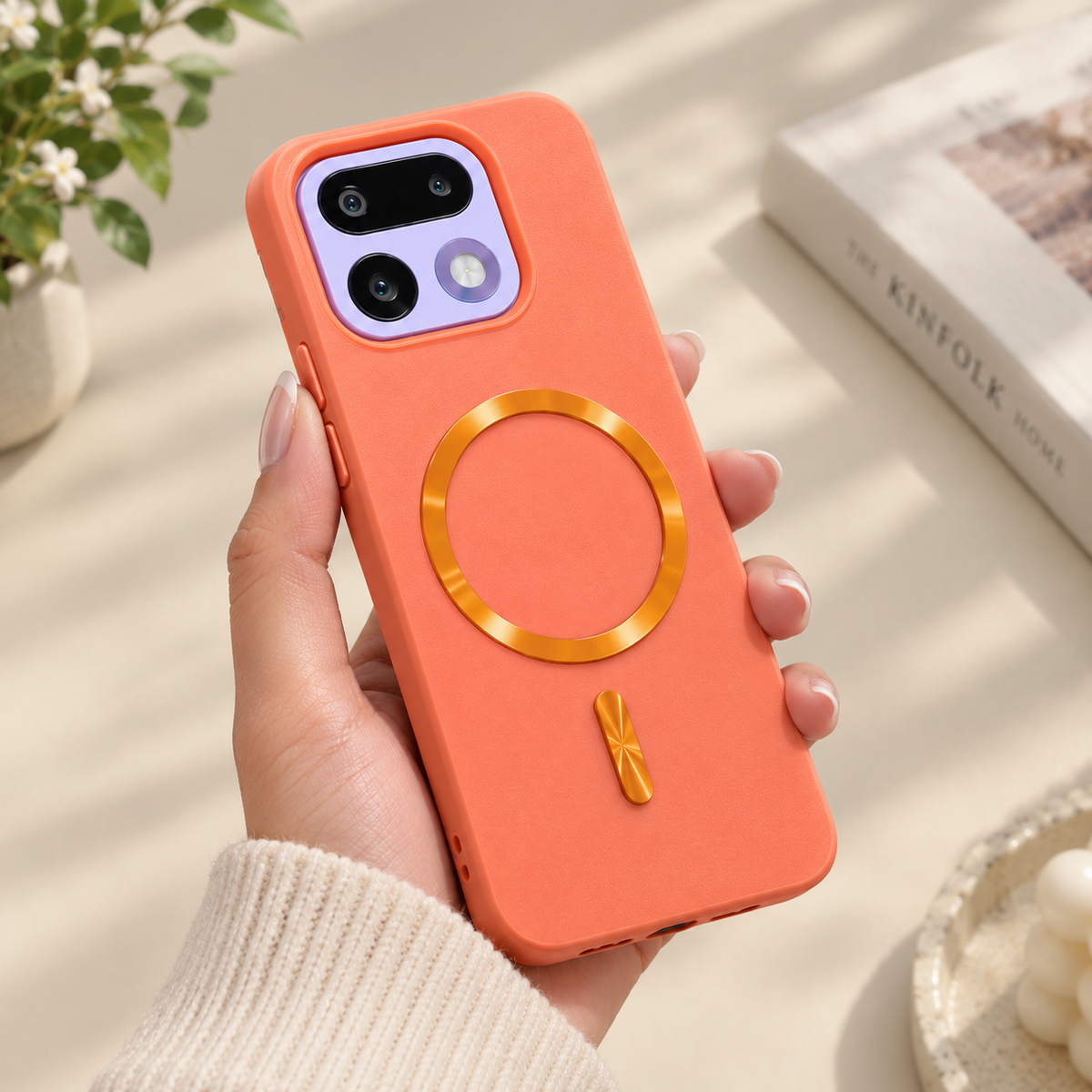 Realme 16 Pro 5G Coral Orange Magnetic Ring Case