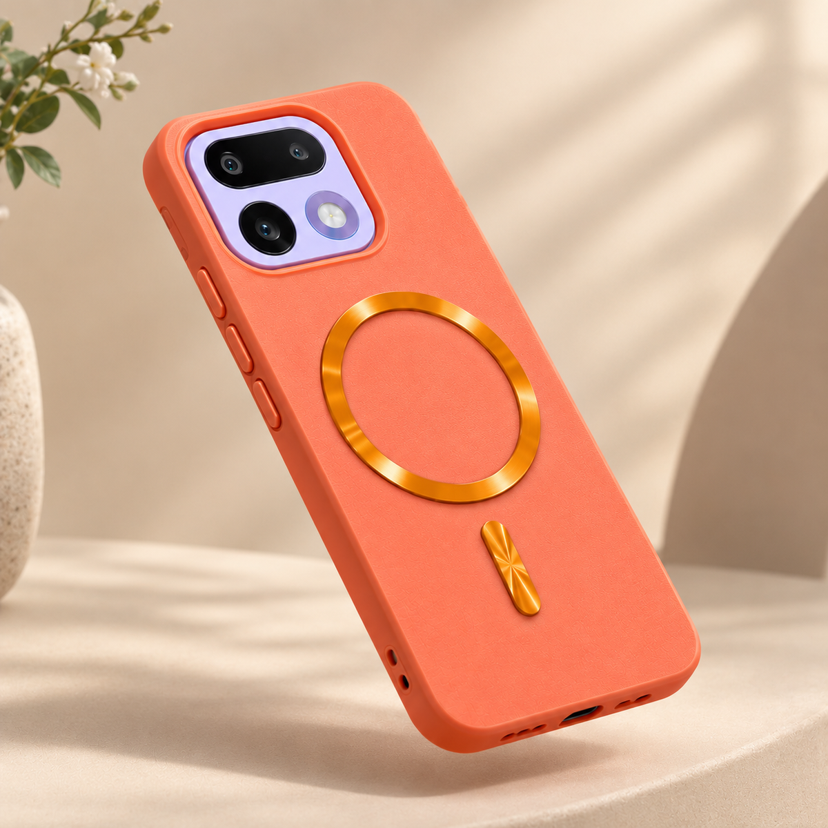 Realme 16 Pro 5G Coral Orange Magnetic Ring Case