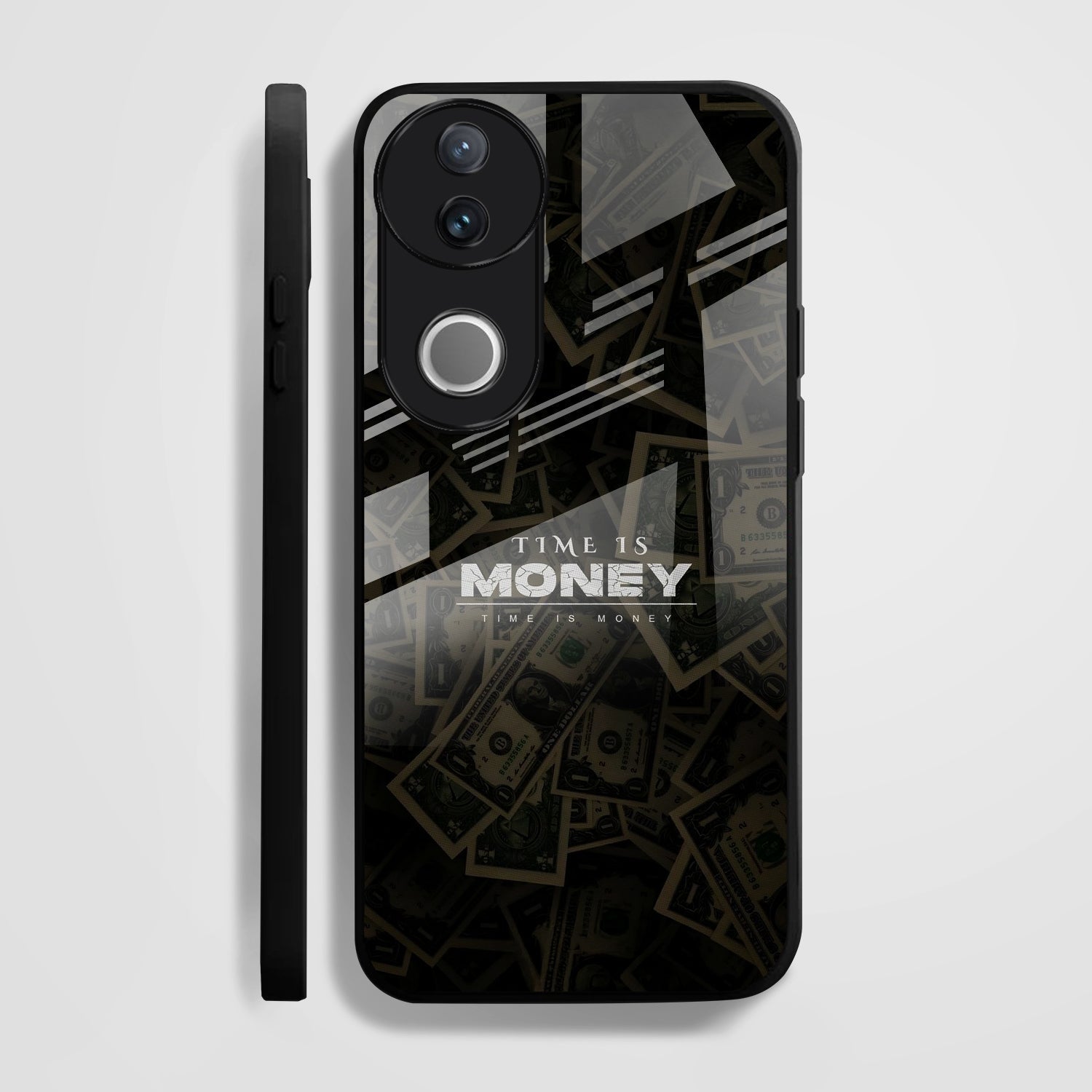 Vivo V50 5G Premium Acrylic Shockproof Glass Back Case (Time is Money)