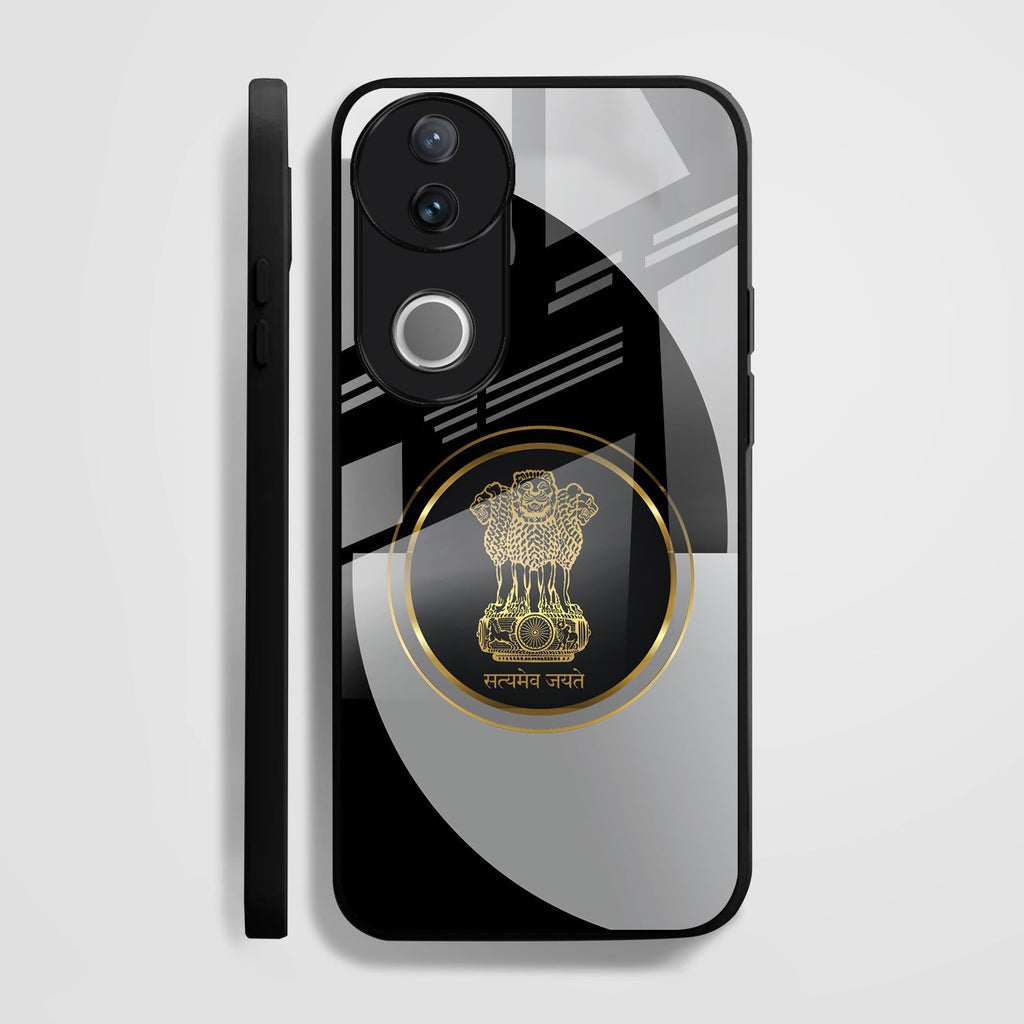 Vivo V50 5G Premium Acrylic Shockproof Glass Back Case (Satyamev Noir)