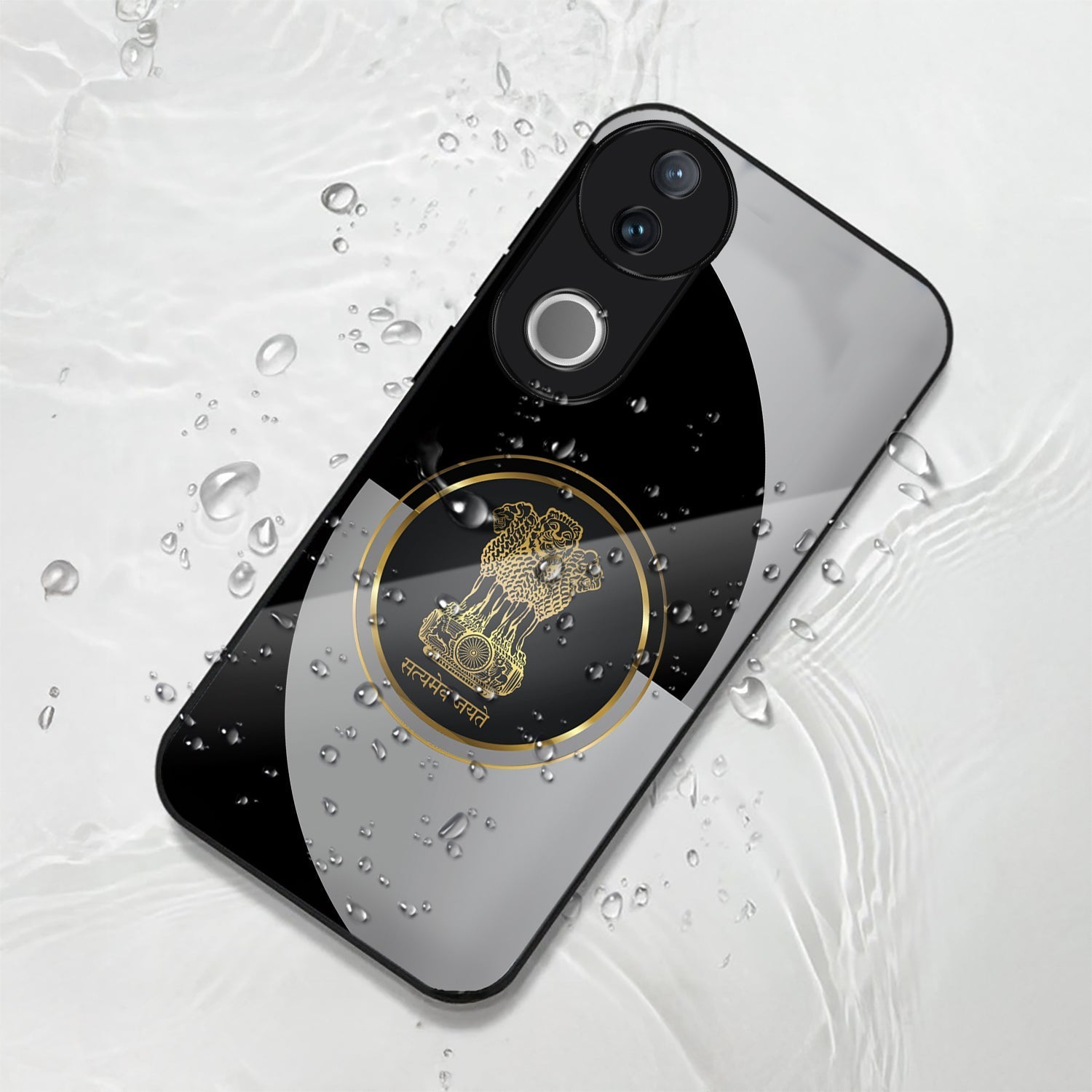 Vivo V50 5G Premium Acrylic Shockproof Glass Back Case (Satyamev Noir)