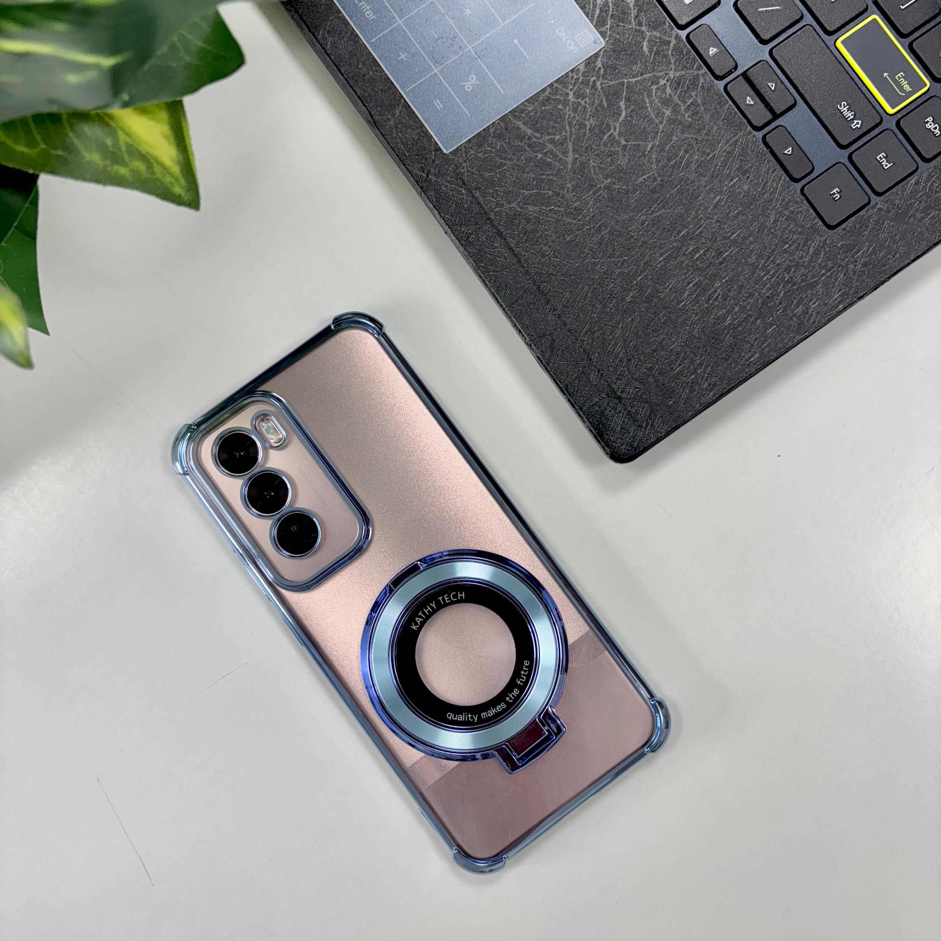 Oppo Reno12 5G Original Luxury Magnifier Ring Stand Shockproof Airbags Corner Case