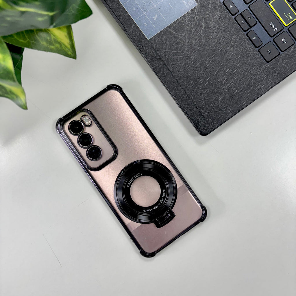 Oppo Reno12 5G Original Luxury Magnifier Ring Stand Shockproof Airbags Corner Case