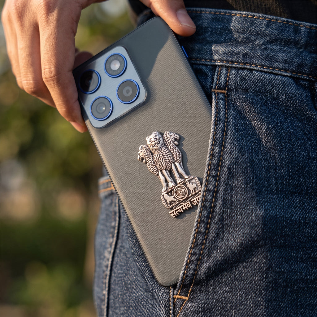 Motorola Edge 60 Pro 5G Compatible Satyamev Jayate 3D Metal Emblem Sticker