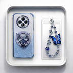 Oppo F27 Pro+ 5G Shockproof Shimmer Butterfly Stand Case with Charm Strap