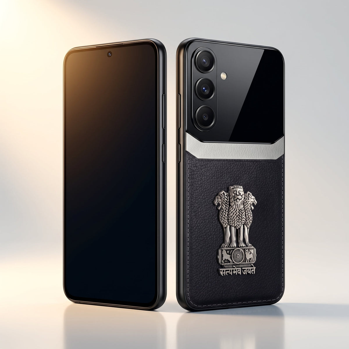 Samsung Galaxy A56 5G Satyamev Jayate 3D Metal Leather Back Case