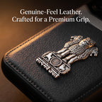 Samsung Galaxy M56 5G Satyamev Jayate 3D Metal Leather Back Case