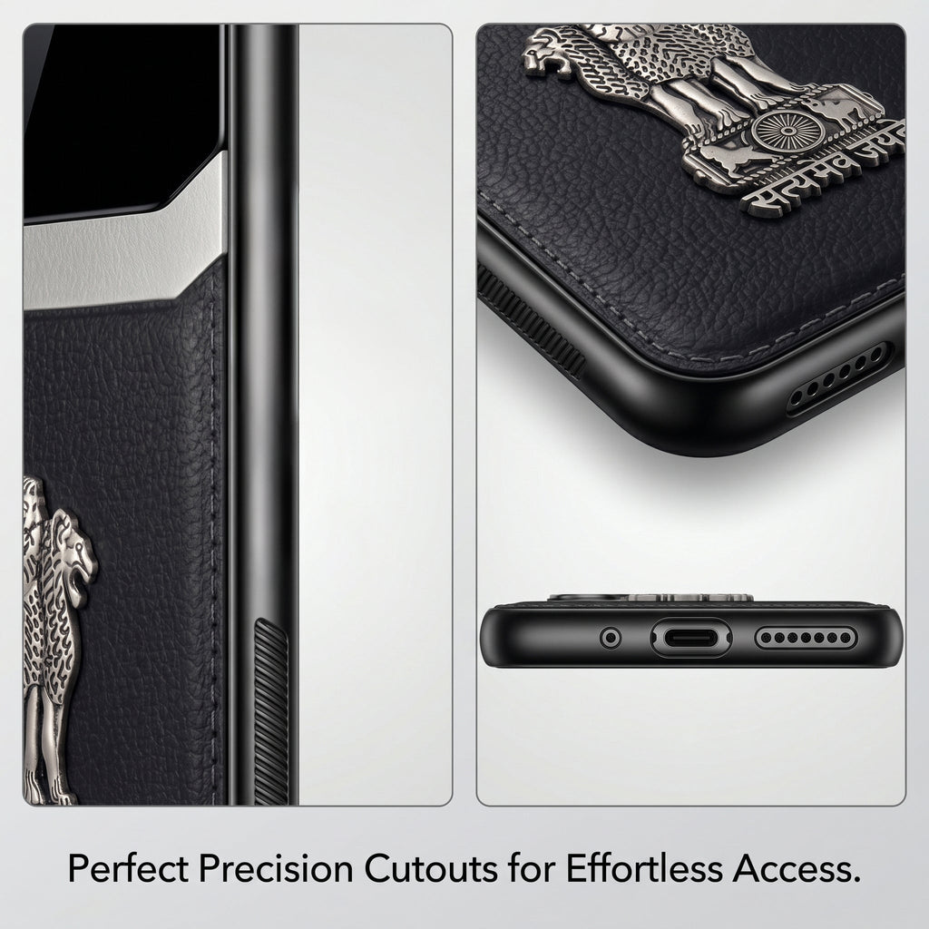Galaxy A36 5G Satyamev Jayate 3D Metal Leather Back Case