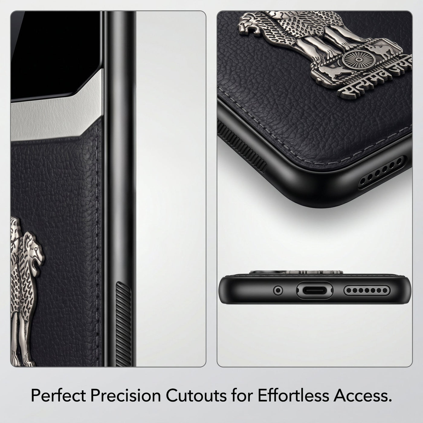 Galaxy A16 5G Satyamev Jayate 3D Metal Leather Back Case