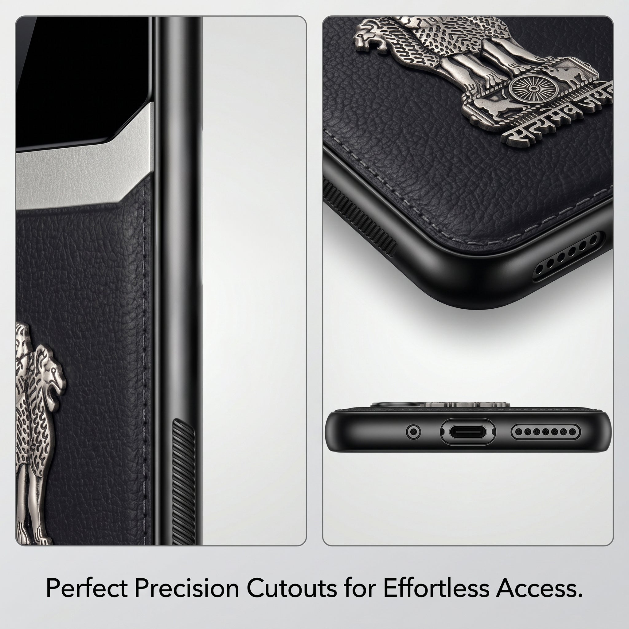 Galaxy M56 5G Satyamev Jayate 3D Metal Leather Back Case