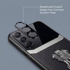 Samsung Galaxy M56 5G Satyamev Jayate 3D Metal Leather Back Case