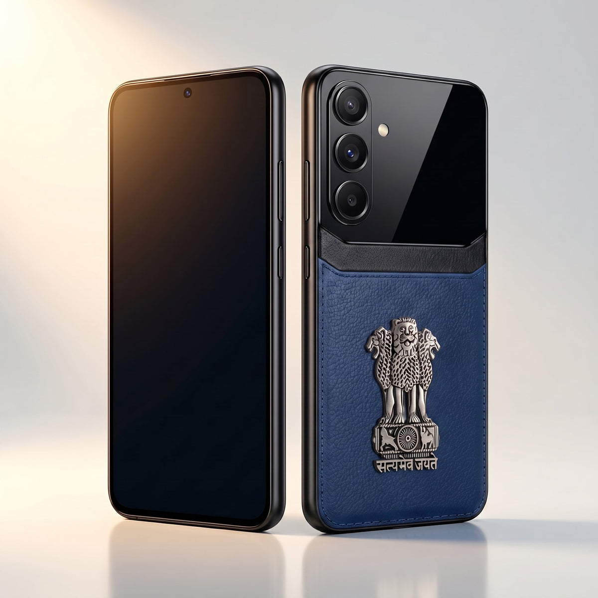 Samsung Galaxy A36 5G Satyamev Jayate 3D Metal Leather Back Case