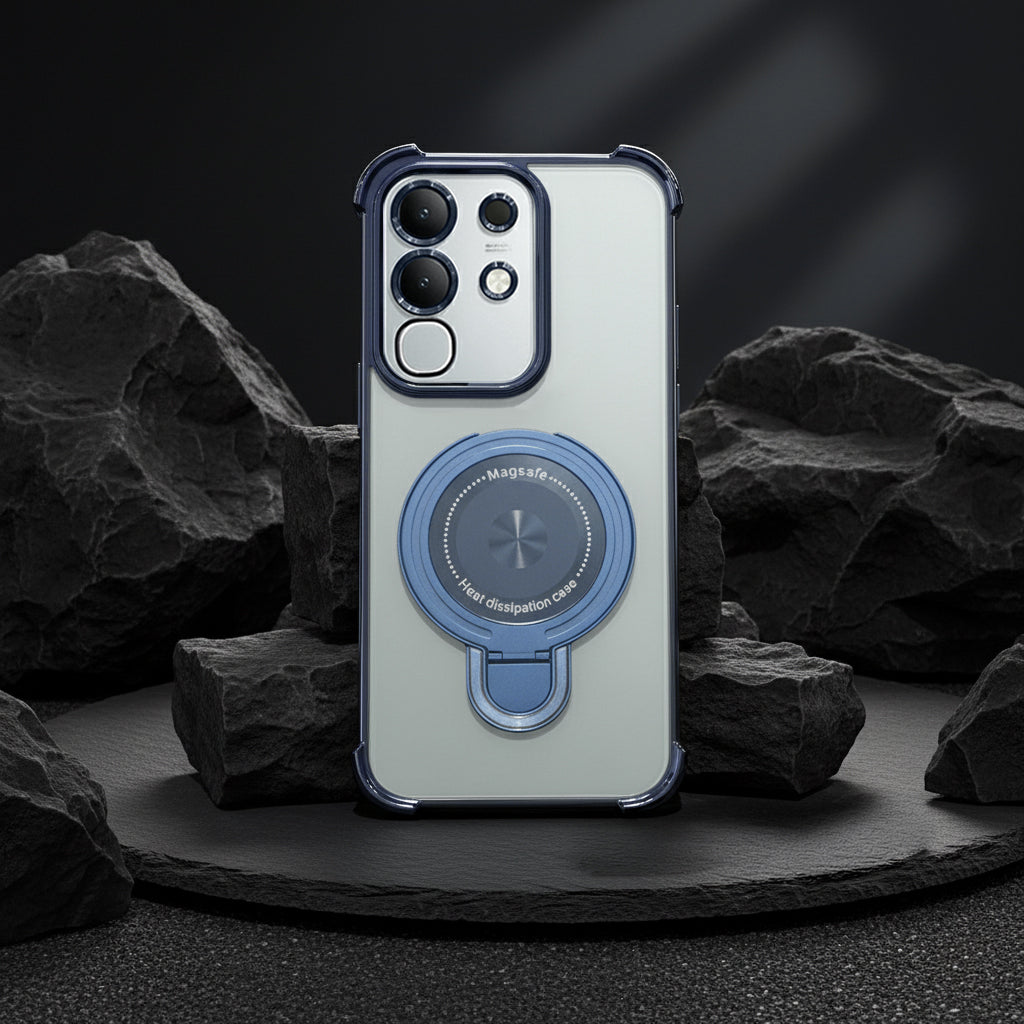 Vivo Y31 Pro 5G Luxury Four Corner Invincible Bracket Ring Stand Case