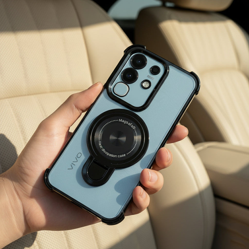 Vivo Y31 Pro 5G Luxury Four Corner Invincible Bracket Ring Stand Case